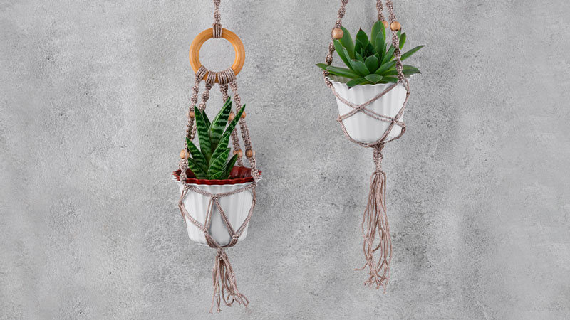 Handmade Macramé Hanging Flower Baskets