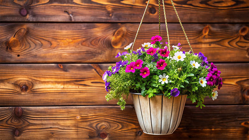 Traditional Wicker Hanging Flower Baskets