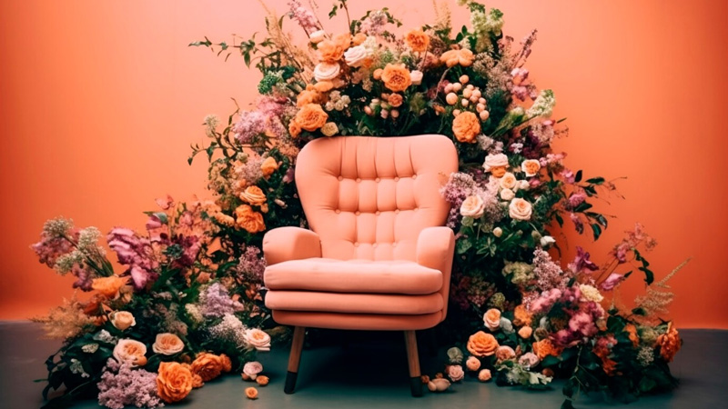 Sofa Decoration with Flowers